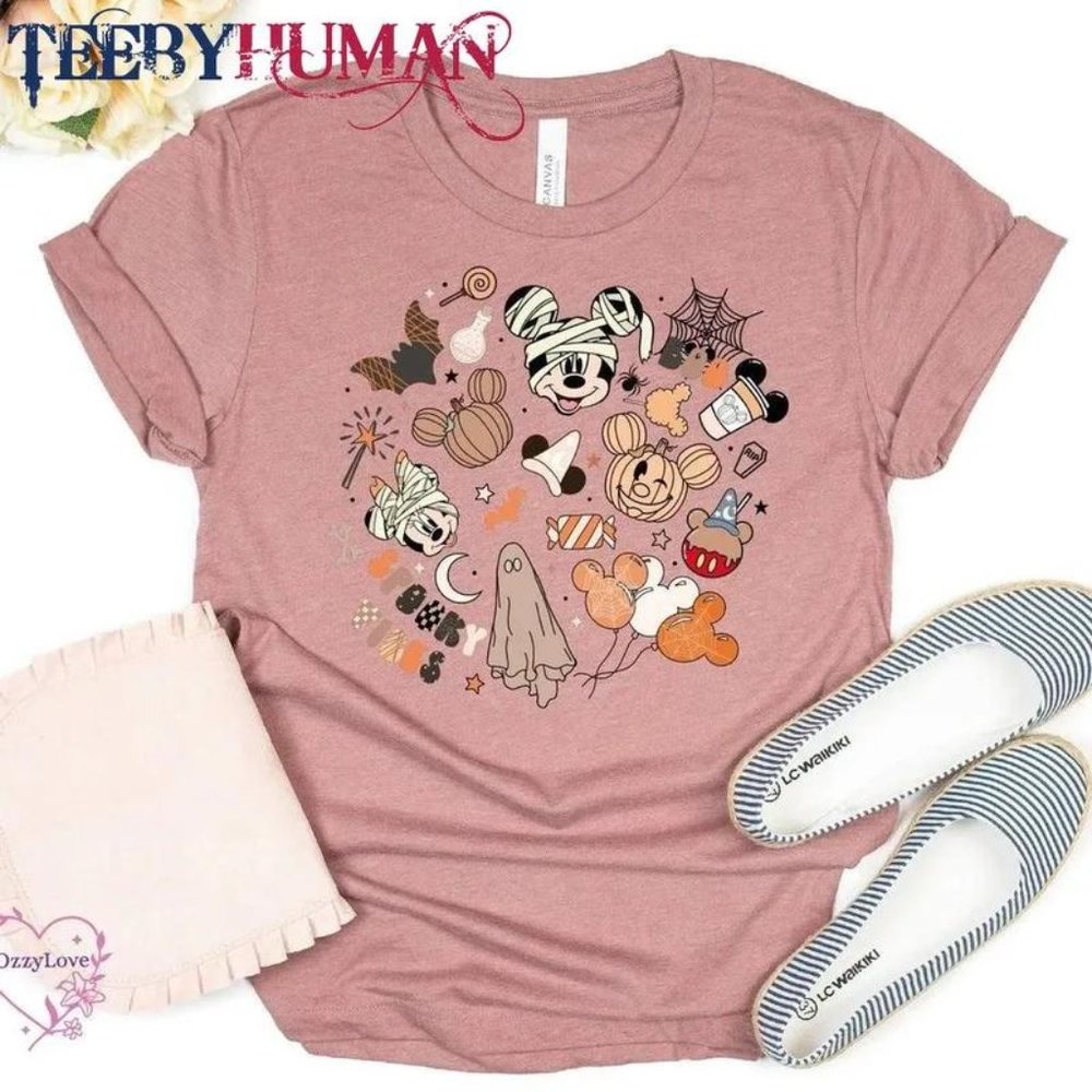 Vintage Purple Halloween Disney Mickey Mouse T-shirt LG